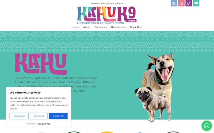 Screenshot of kahuk9training.com