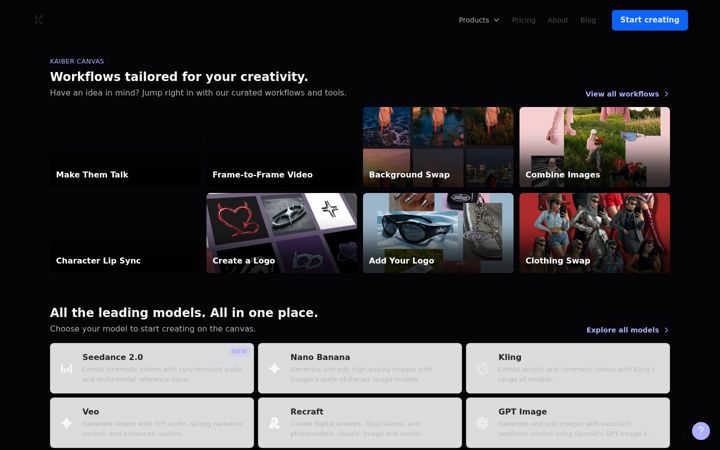 Screenshot of kaiber.ai
