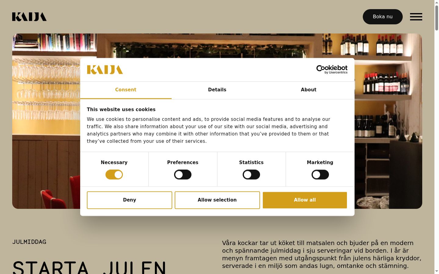 Screenshot tal-banner tal-kunsens muri qabel kwalunkwe interazzjoni