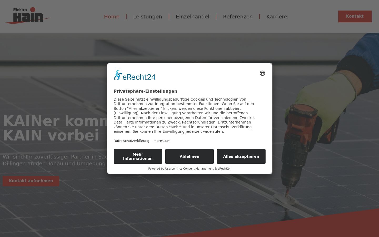 Screenshot of the consent banner shown before any interaction