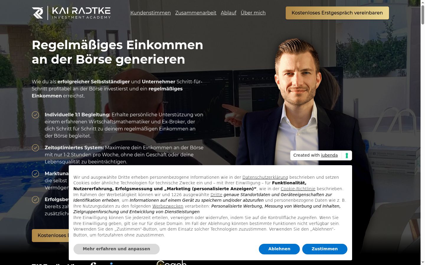 Screenshot tal-banner tal-kunsens muri qabel kwalunkwe interazzjoni
