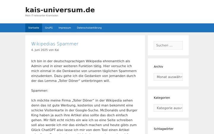 Screenshot of kais-universum.de