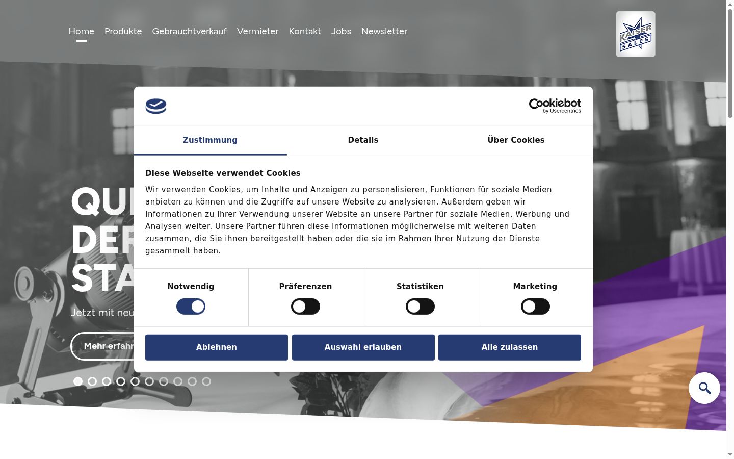 Screenshot of the consent banner shown before any interaction
