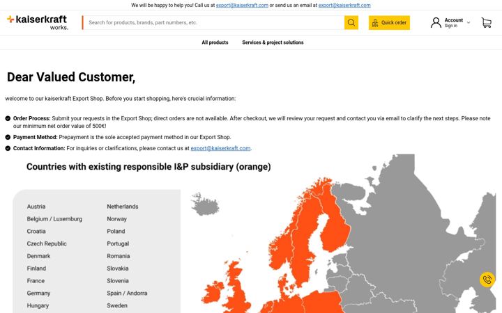 Képernyőkép: kaiserkraft-europa.de