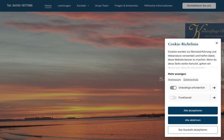 Screenshot of kaiserpflegewedel.com