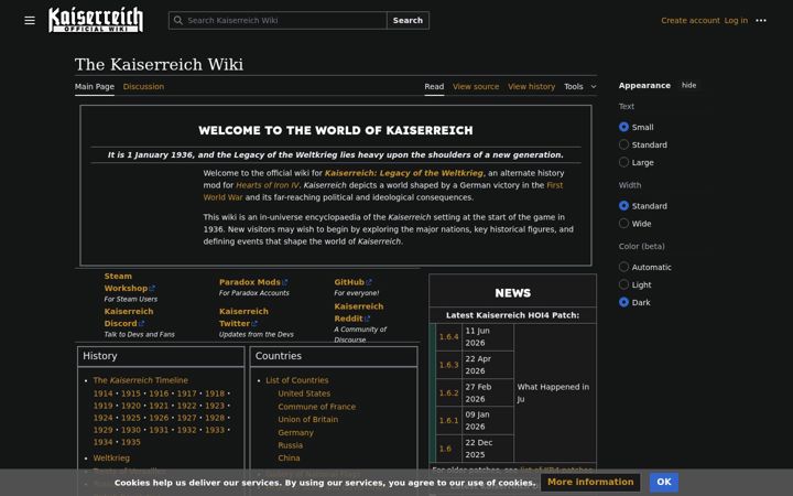 Screenshot of kaiserreich.wiki