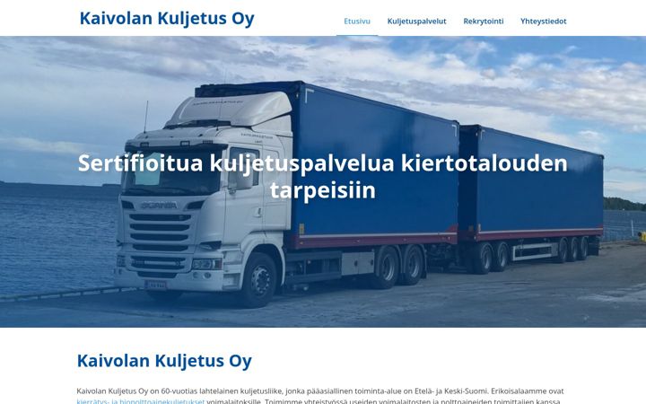 Ekrano kopija kaivolankuljetus.fi