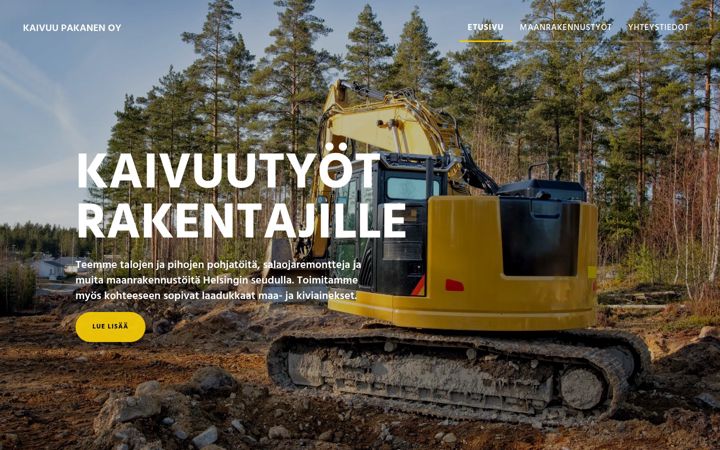Ekraanipilt saidist kaivuupakanen.fi