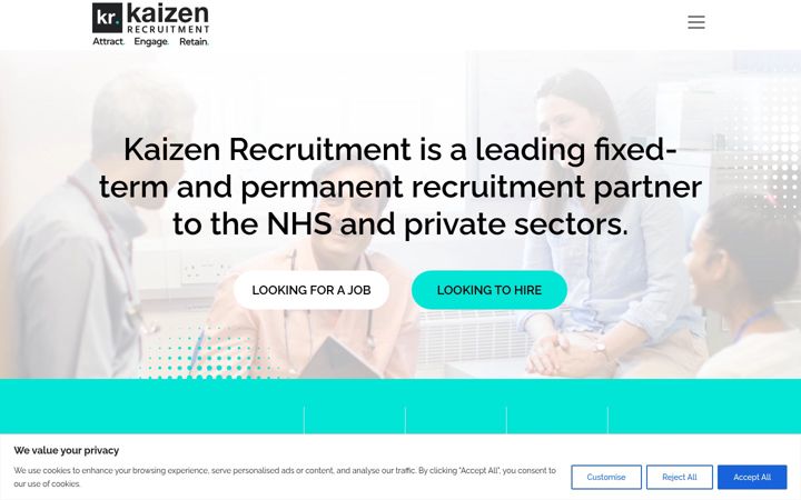 Screenshot of kaizenrecruitment.co.uk