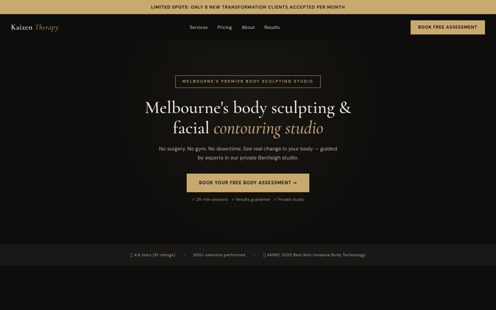 Screenshot of kaizentherapy.com.au