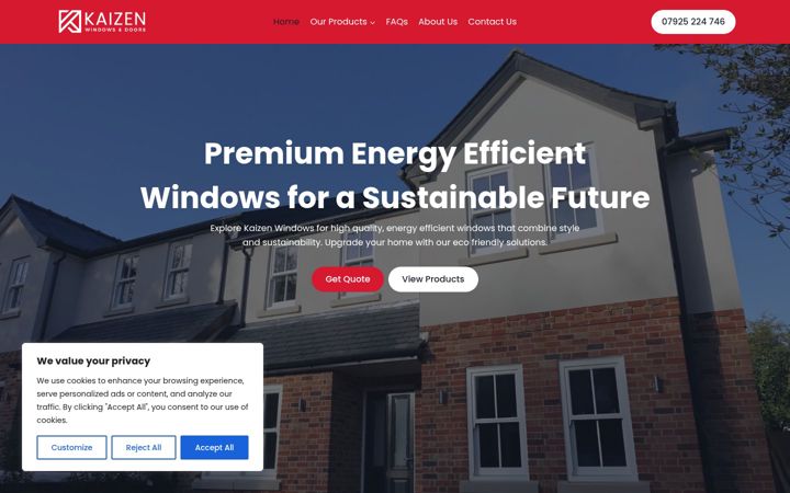 Screenshot of kaizenwindows.co.uk