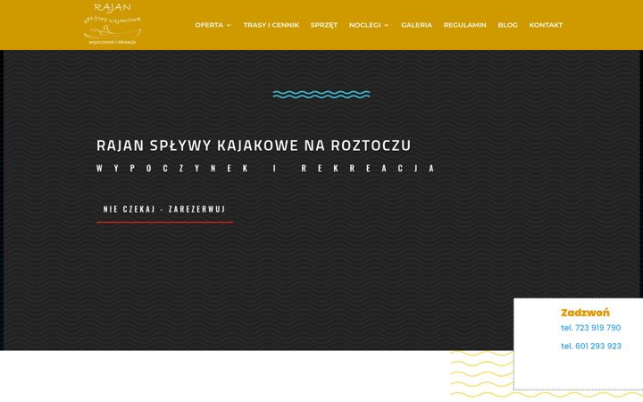 Kuvakaappaus sivustosta kajakiroztocze.eu