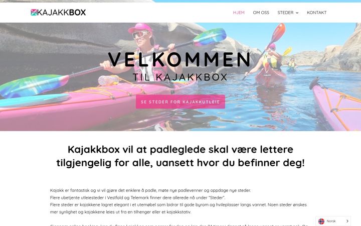 Kuvakaappaus sivustosta kajakkbox.no