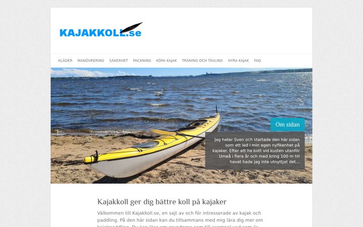 Screenshot of kajakkoll.se
