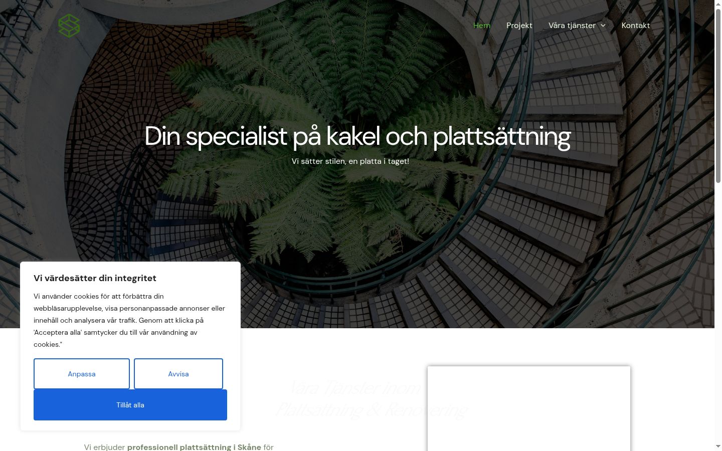 Skärmbild av samtyckesbannern som visades före någon interaktion