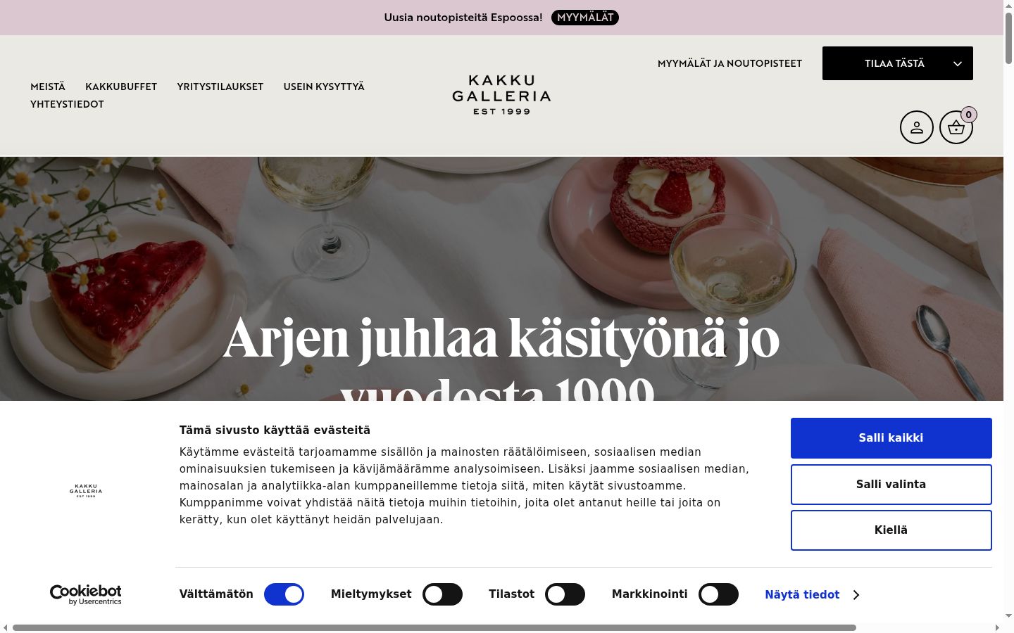 Snimka zaslona bannera za privolu prikazanog prije bilo kakve interakcije