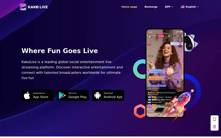 Screenshot of kako.live
