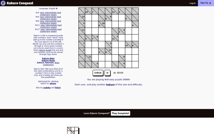 Screenshot of kakuroconquest.com