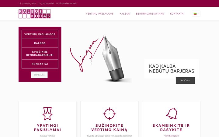 Snímek obrazovky kalboskodas.lt