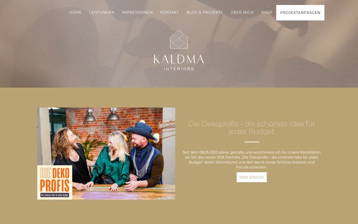 Screenshot of kaldma-interiors.com