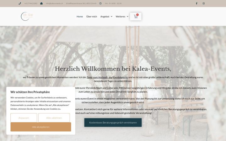 Screenshot of kalea-events.ch