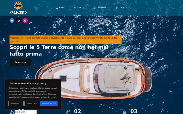 Screenshot of kaleidoscinqueterreboat.com