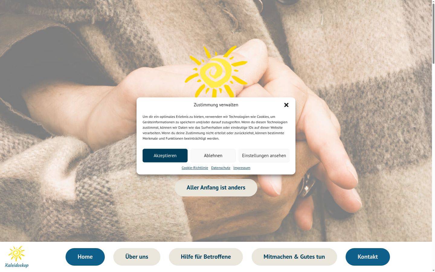 Screenshot del banner di consenso mostrato prima di qualsiasi interazione