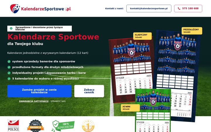 Screenshot of kalendarzesportowe.pl