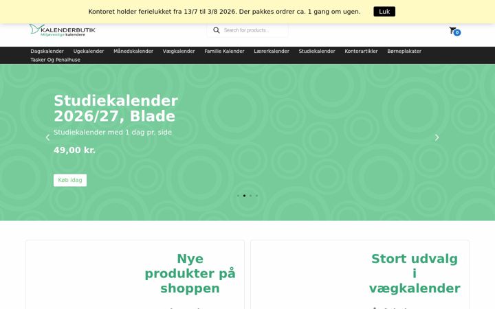 Captura de pantalla de kalenderbutik.dk