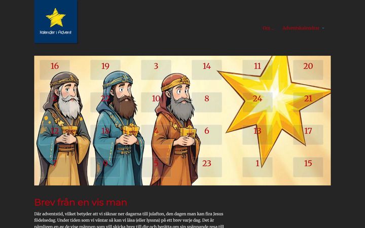 Screenshot of kalenderiadvent.se