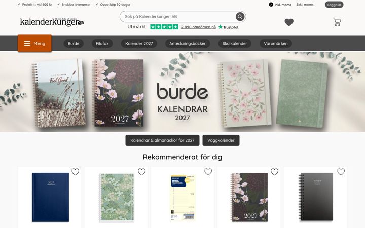 Screenshot of kalenderkungen.se