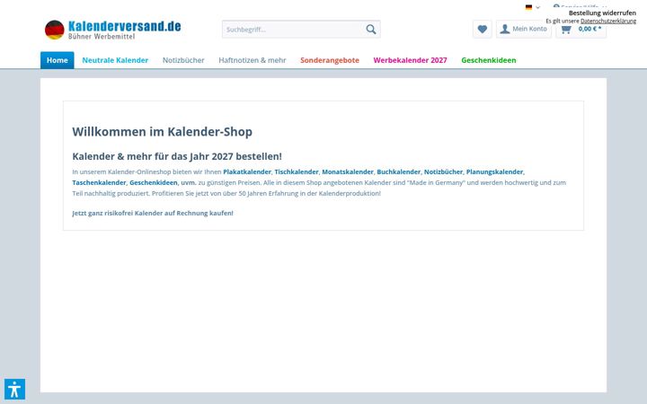 Screenshot of kalenderversand.de
