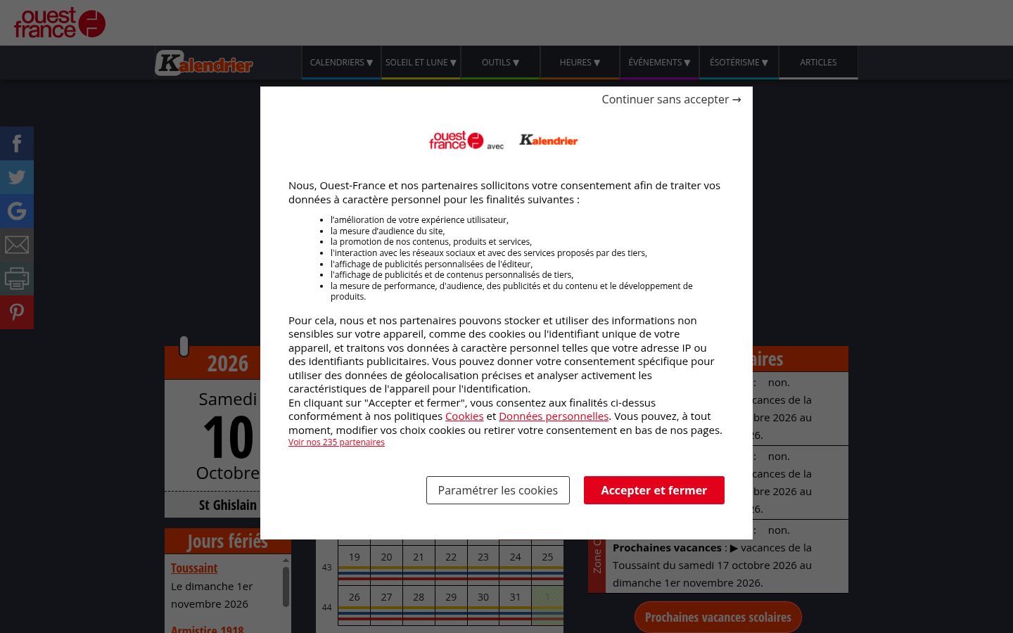Screenshot del banner di consenso mostrato prima di qualsiasi interazione