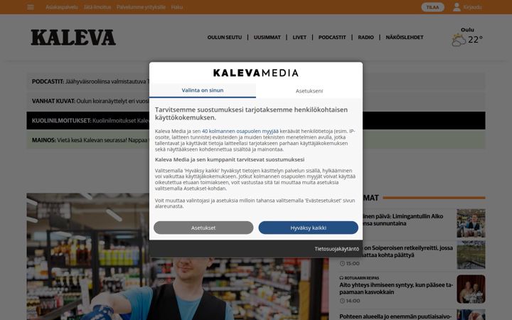 Screenshot of kaleva.fi