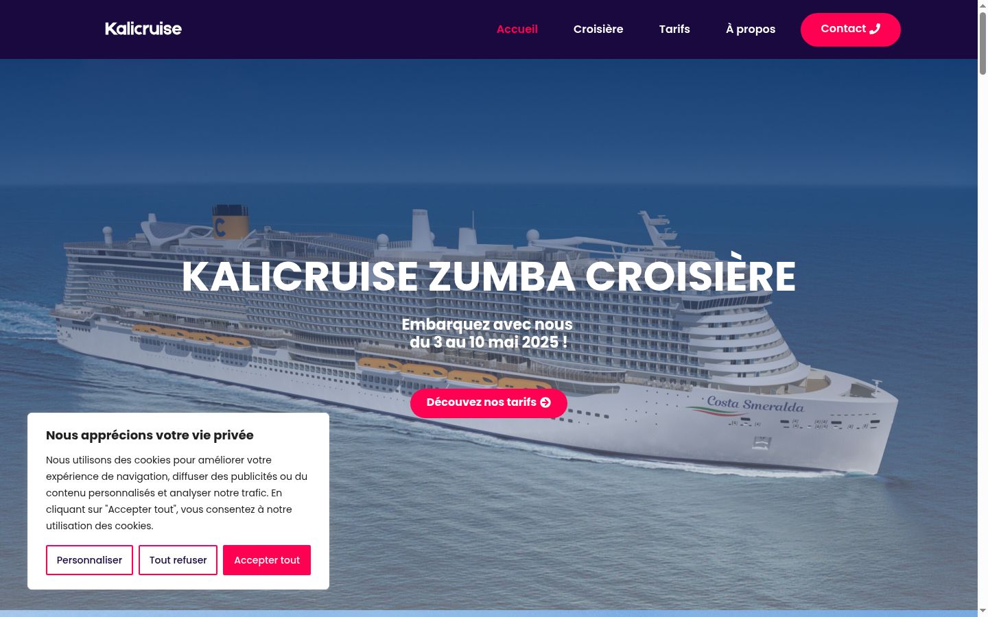 Screenshot of the consent banner shown before any interaction