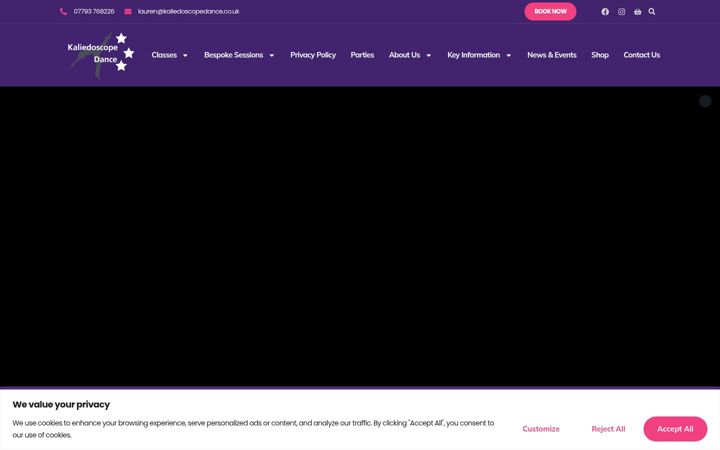 Screenshot of kaliedoscopedance.co.uk