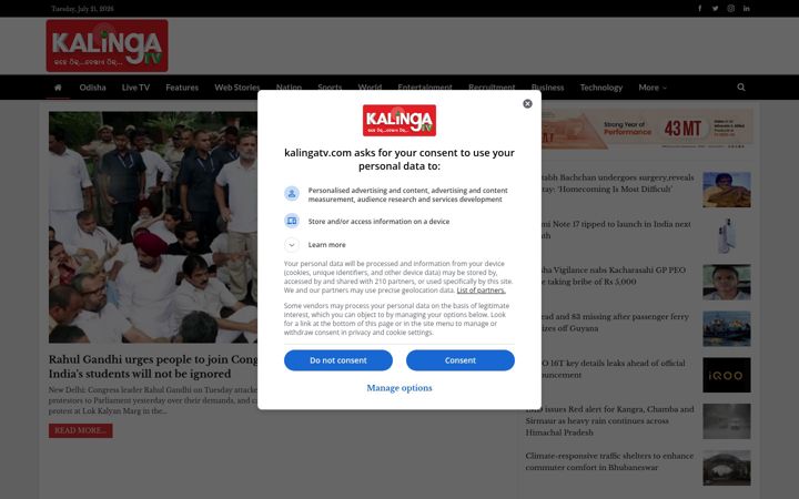 Screenshot of kalingatv.com