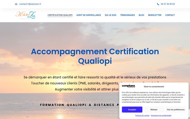 Screenshot of kaliozen-formation.fr