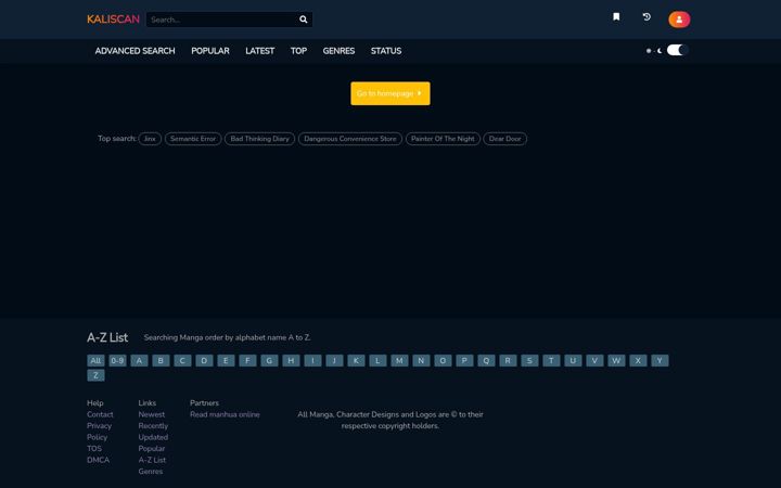 Captura de ecrã de kaliscan.io