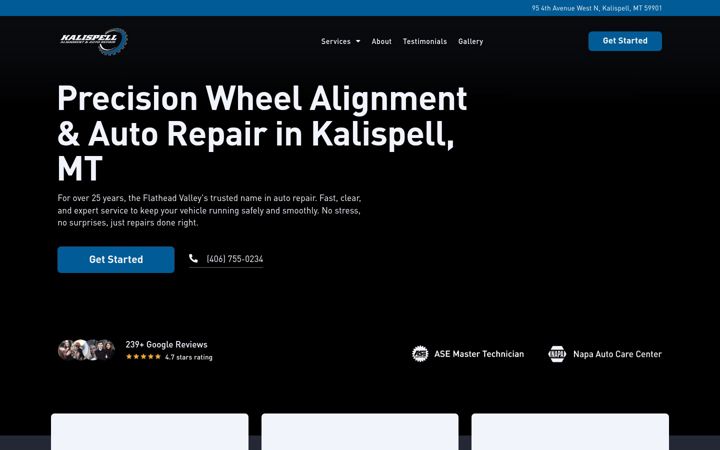 Screenshot of kalispellalignmentautorepair.com
