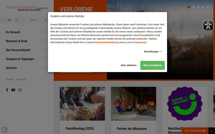 Screenshot of kalkriese-varusschlacht.de