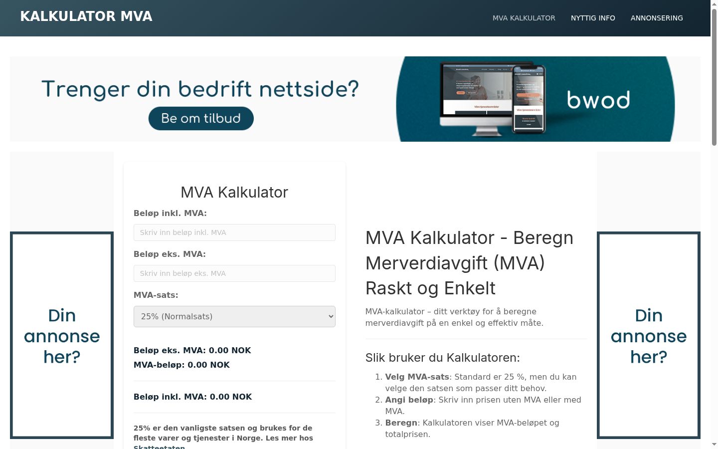 Skjermbilde av samtykkebanneret slik det vises før noen interaksjon