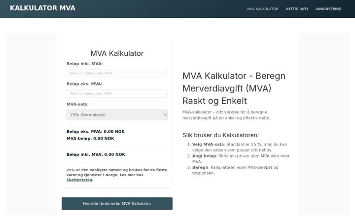 Screenshot of kalkulator-mva.no