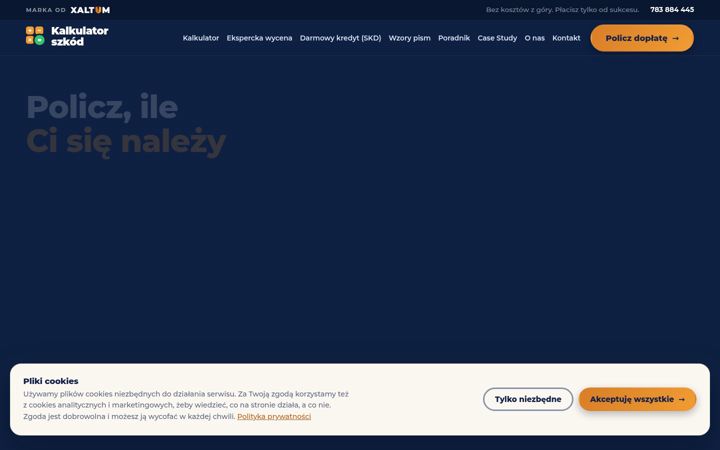 Screenshot of kalkulatorszkod.pl