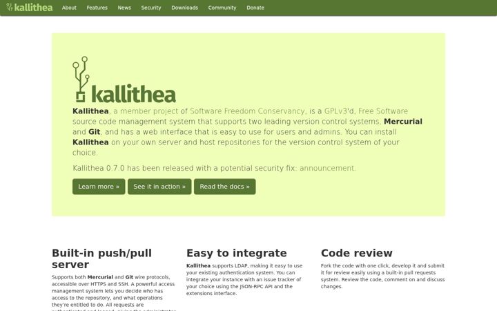 Screenshot of kallithea-scm.org