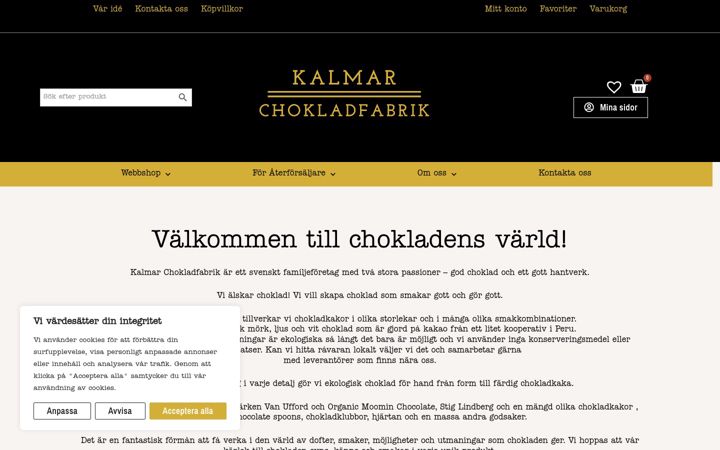 Screenshot of kalmarchokladfabrik.se