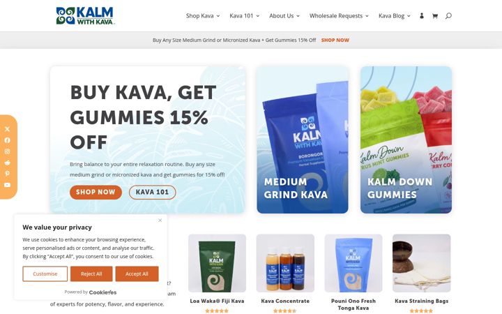 Screenshot of kalmwithkava.com