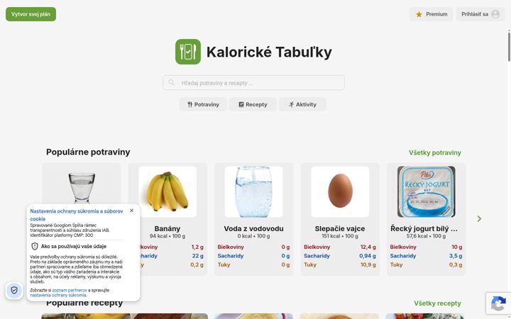 Screenshot of kaloricketabulky.sk