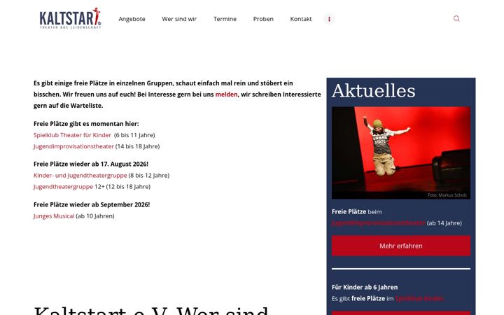 Screenshot of kaltstarthalle.de