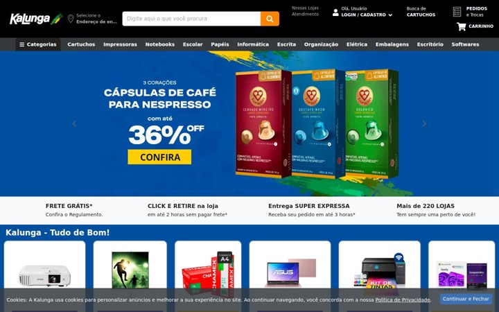 Screenshot von kalunga.com.br